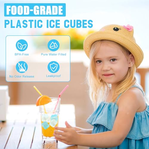 300 PCS Reusable Ice Cube for Drink, Refreezable Plastic ice Cubes Without Diluting BPA Free, Suitable for Whiskey Coffee Bars Ice Baths Camping, Instant Cooler Packs（Blue & White） - color: Blue & White