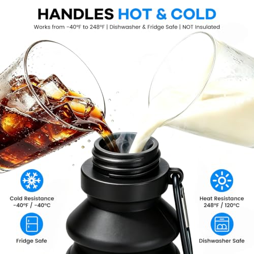 Nefeeko Collapsible Water Bottle, 18floz Reuseable BPA Free Silicone Foldable Bottles for Travel Gym Camping Hiking, Portable Leak Proof Sports Water Bottle with Carabiner - color: Black-18oz