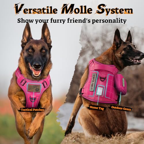 rabbitgoo Tactical Dog Harness for Small Dogs, No Pull Service Pet Vest - color: Rose Red, size: S(Chest:16.1"-31.5",Neck:15.4"-21.6",Back:7.1")