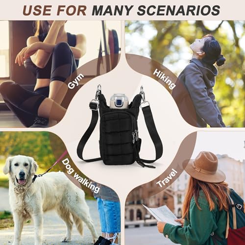 Water Bottle Holder with Adjustable Strap Bottle Sling Bag for Hiking Black