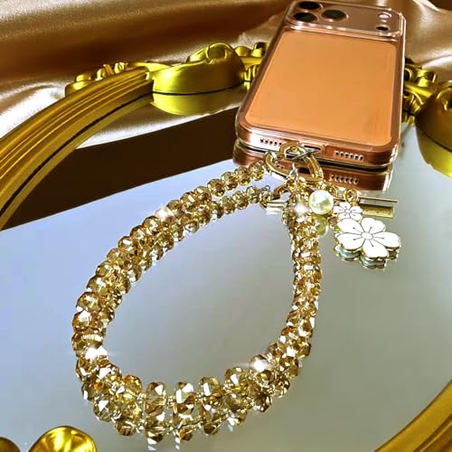C.J.M.K Beaded Phone Wristband, Lanyard Chain - color: 05-metallic