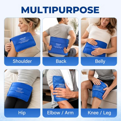 LotFancy Ice Pack for Injuries, Reusable Large Hot Cold Pack for Therapy, Heating or Cooling Gel Pad for Back Shoulder Knee Waist Sprains, Muscle or Joint Pain Relief, 14" x12" - style: 13.8x11.8in