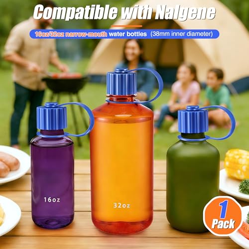 Narrow Mouth Water Bottle Replacement Lid - color: Blue
