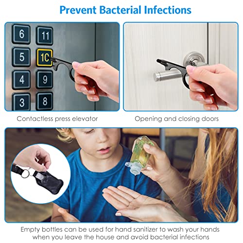 AMIR Safety Keychain Set for Women and Kids, 10 Pcs Safety Keychain Accessories with Sound Personal Alarm, Whistle and Pom - color: Black