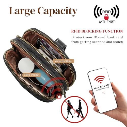 S-ZONE Small Crossbody Bags for Women Trendy RFID Blocking Cell Phone Purse - color: Black