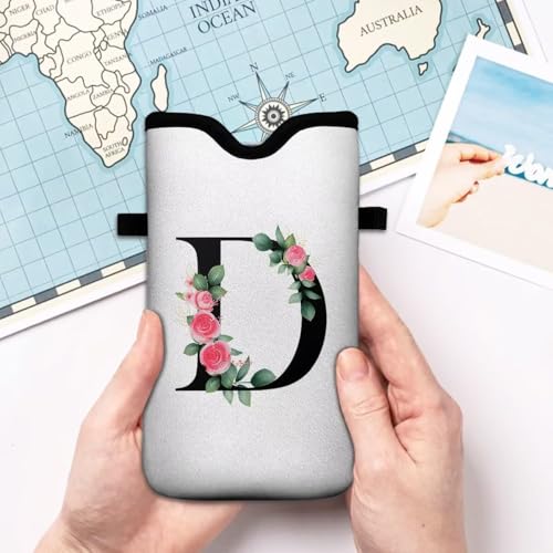 Cell Phone Sleeves Bag Case Crossbody Neoprene Holder Lanyard Phone Pouch for Women Men 7.5 X 4.5 Inches - Letter_D - color: Letter_D