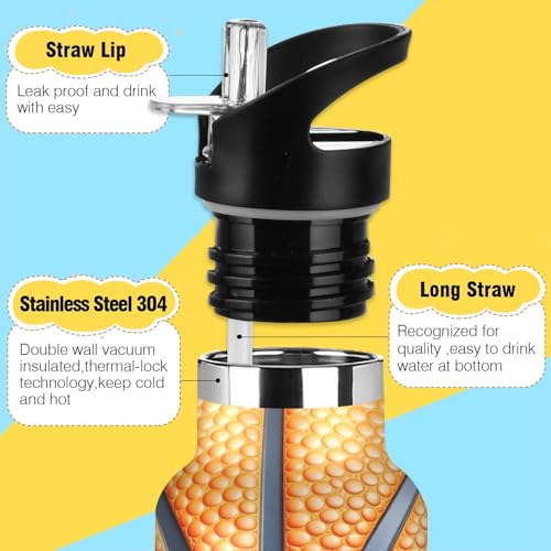 Basketball Water Bottle Thermos Stainless Steel Vacuum Insulated Mouth Bottle with Wide Handle - color: Basketball