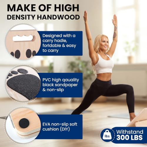 Slant Board for Adults & Ankle Board - Portable Velour Board for Squats, & Lower Body Training