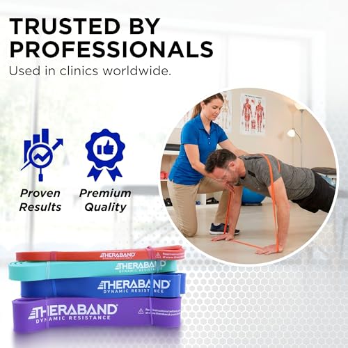 THERABAND High Resistance Super Band Set, Exercise Workout, Therapy, Multi - size: 4 Pack (15-50 lbs)