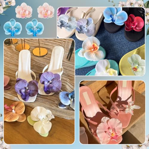 NBEADS 2 Pairs 2 Styles Flower Shoe Clips, Butterfly Orchid Shoe Buckle Clips Flower Sandals Decor for Women