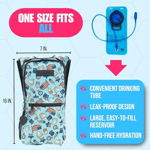 Kandies World Reflective Festival Hydration Pack - 2L Hydropack for Raves, Hiking, Biking, Running, and More (with Anti-Theft Pocket) - style: USA