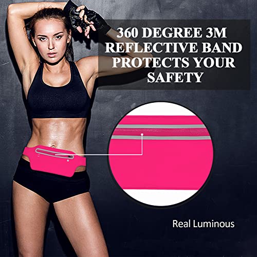 Fanny Packs for Women,Waterproof Fanny Pack for Men,Adjustable Running Belt Waist Pack Slim Expandable Pocket Belt,iPhone Running Holder Cell Phone Elastic Waist Pouch Bag for Galaxy Pink - color: 2-Pink
