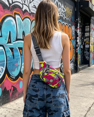 AIBEARTY Fashion Fanny Pack Small Checkered Waist Pack Belt Waist Bag Pack Pouch with Adjustable Strap for Sport Running,Camping,Trip - color: Camouflage 02
