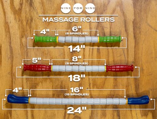 Massage Stick 18" Flexible Handheld Spindle Massage Roller (Will Contour to Any Muscle) - Full Body Muscle Recovery & Myofascial Release (Medium - 18" Massage Stick) - color: 18" Massage Pin (Medium)