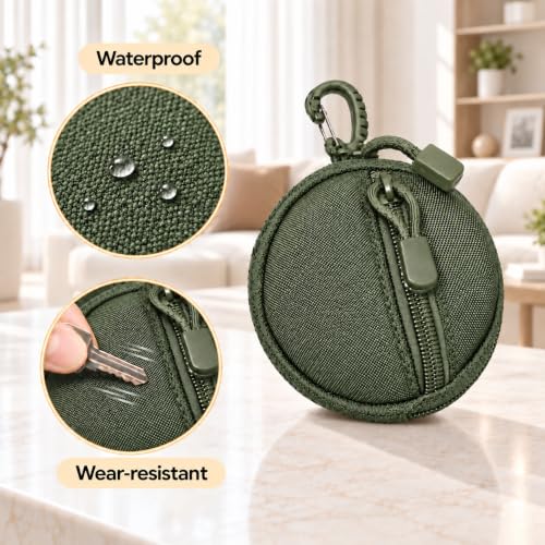 Small Tactical EDC Pouch, 1000D Nylon Round MOLLE Pod for Men - color: Green