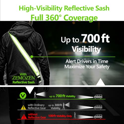 Reflective Sash for Night Walking, 360° High Visibility Running Safety Gear