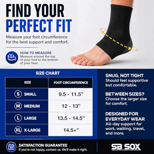 SB SOX Ankle Brace Compression Sleeve for Men & Women - color: Black/Gray, size: Small