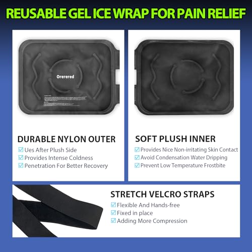 Ice Packs for Injuries Reusable Knee Gel Ice Pack Wrap for Swelling Black - color: 1pc-black