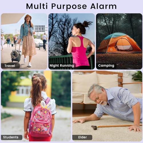 TIPSEAN Personal Safety Alarm - 135dB Ultra Loud Siren with LED Strobe Light, USB-C Rechargeable, Compact Keychain Alarm for Women/Men, Emergency Flashlight & Vibration Alert(Purple) - color: Purple