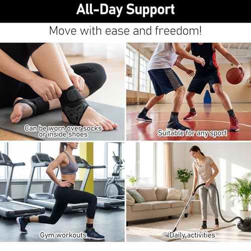 Yolev 2 Pack Elastic Ankle Braces,Ankle Wrap Ankle Sleeve,Black Gray,L/XL