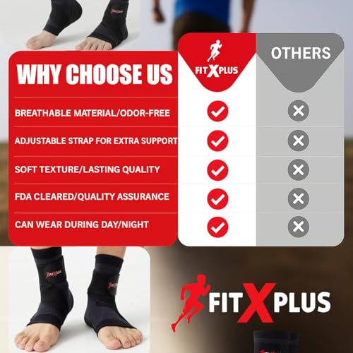 FIT-X-PLUS Medium Ankle Brace for Men & Women (Pair) – Compression Ankle Support Sleeve for Sports, Running, Gym, Walking, Workout, Basketball & Daily Activities, Black - size: Medium