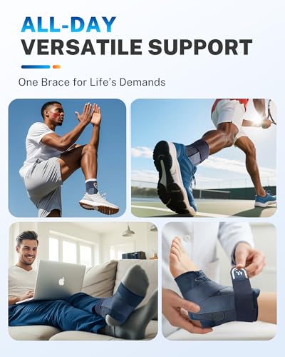 Ankle Brace for Men Women with Removable Side Splints Figure 8 Strap - color: Blue, size: L