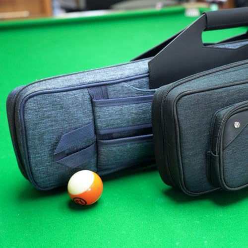 KONLLEN Pool Cue Case 3x4 Oxford Pool Stick Case Holds 3 Butts and 4 Shafts Billiard Sitck Large Capacity Carrying Cases with Multi-Pocket Pool Cue Accessories - color: Upgrade 3x4Case-Blue