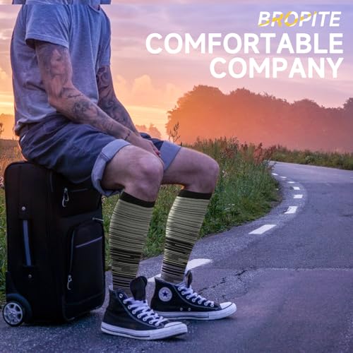 bropite Open Toe Compression Socks for Women，3 Pairs Toless Knee-High Socks - color: B-stripe Open, size: 3X-Large