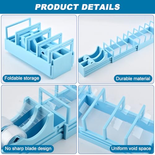 Double Tapes Dispenser Tape Holder for Convenient Cutting Assistant 18 Tape Strips in Second Portable Ribbon Cutter Machine(Color:Blue)