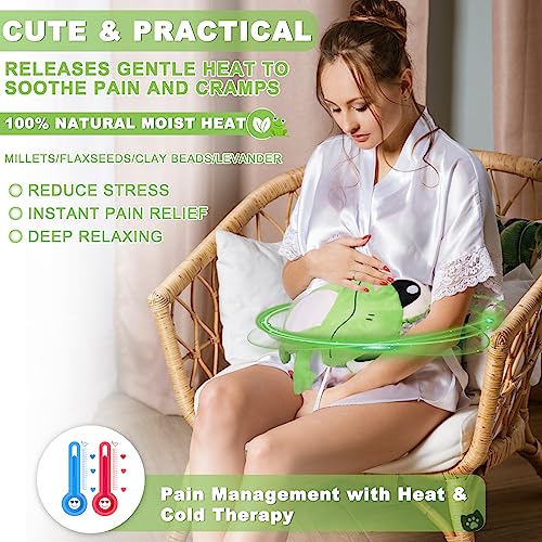 Microwave Heating Pad for Period Cramps Pain Relief, 16"×12" Plush, Frog - size: Frog