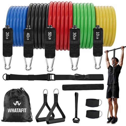WHATAFIT Resistance Bands with Handles, 150 lb Exercise Bands Set - color: Various