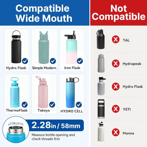 Straw Lid for Thermoflask, Takeya, Simple Modern Wide Mouth 12-64oz Bottle - color: 2pack
