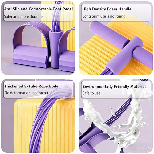 3Pcs Pedal Resistance Band with Handle Figure 8 Resistance Band Purple