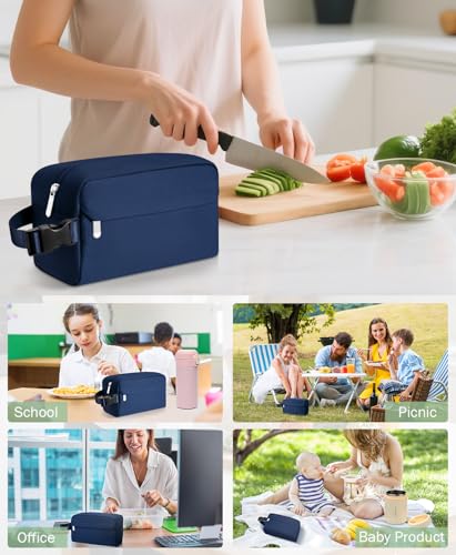 Small Lunch Bag, Freezable Snack Bag for Kids, Mini Lunch Box - color: Dark Blue
