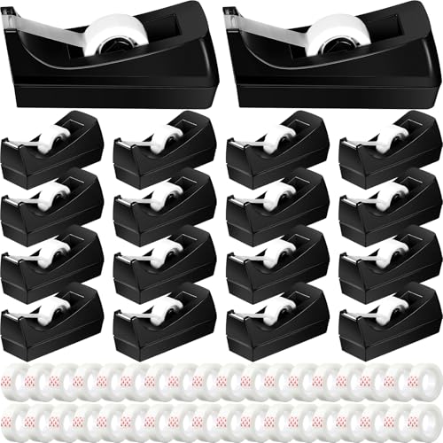 Yahenda 18 Pack Tape Dispenser, 20 Refills Weighted Non Skid,Black