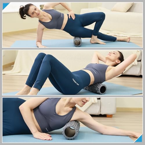Foam Roller, 15 inch High Density Massage Roller for Exercise - color: Gray