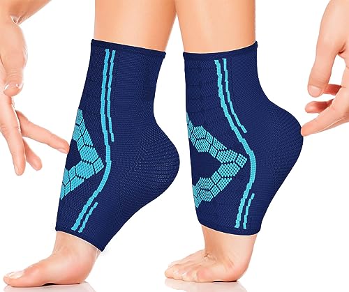 Sparthos Ankle Brace for Women & Men, Foot Compression Sleeve - Blue-M - color: Cobalt Blue