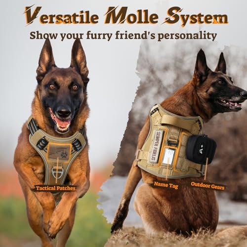 rabbitgoo Tactical Dog Harness for Small Dogs, No Pull Service Pet Vest - color: Brown, size: S(Chest:16.1"-31.5",Neck:15.4"-21.6",Back:7.1")