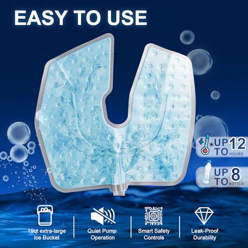 Ice Machine for Knee After Surgery, 19QT Quiet Cold Therapy Machine with Auto Timer, Adjustable Flow Control, Leak-Proof Cooler, Multi-Joint Ice Pads for Post-Op Recovery