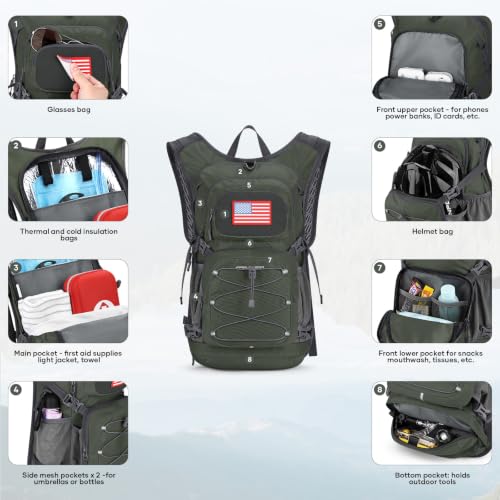 Maelstrom Lightweight Hydration Hiking Backpack with 2L/3L Water Bladder - color: 3.Olive Green, size: 2L Bladder