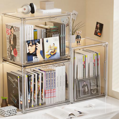 Extra Large 17.7" x 13" x 13" Clear Stackable Storage Bins, Magnetic Lid - size: XXX-Large