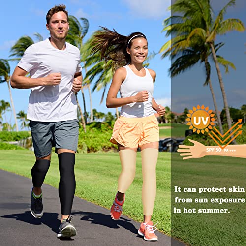 Skylety Compression Leg Sleeves Men Women - color: Black, Nude, size: Medium