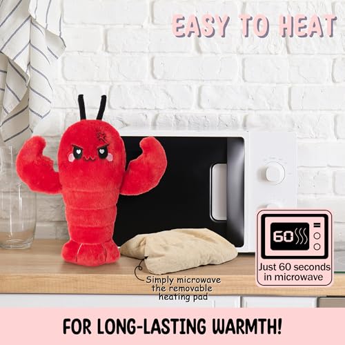 Crustacean Microwavable Unscented Heating Pad for Women - Warm Cozy Plush Heatable Stuffed Toy Animal - Hot and Cold Heat Bag Gift for Women and Girls - color: Angry Crustacean