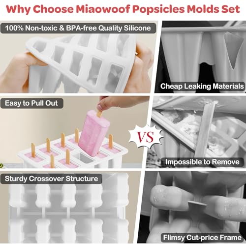 10-Cav Popsicle Molds, Silicone Ice Pop Mold for DIY Frozen Treats - color: White