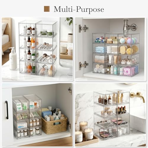 8 Pack Small Clear Stackable Acrylic Storage Boxes & Drawers