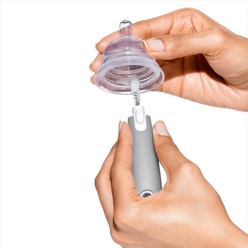 OXO Tot Baby Bottle Brush with Nipple Cleaner and Stand, Gray 2-Pack