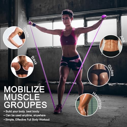 5-Piece Resistance Bands Set, 5.9 ft, Latex-Free for Exercise and Therapy - color: Gradient Pink Set, size: 6.9FT