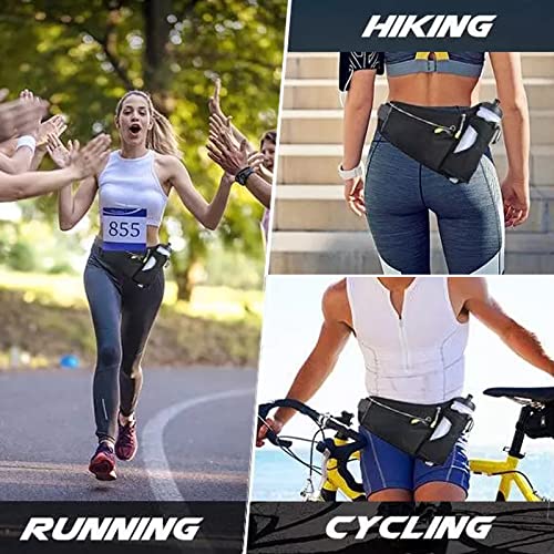 HOTEMIA Fanny Pack with Water Bottle Holder, Hydration Running Belt for Men Women Adjustable Strap Waist Bag Suitable for Hiking Running Walking Jogging Camping(Bottle Not Included) (Black) - color: Black
