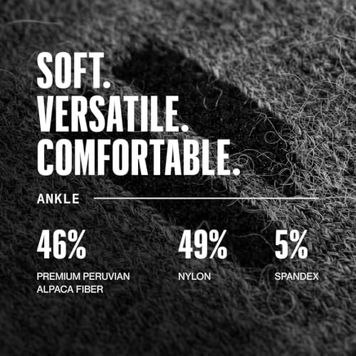 HOLLOW Alpaca Ankle Socks Men & Women, Moisture Wicking - color: Grey, size: Large