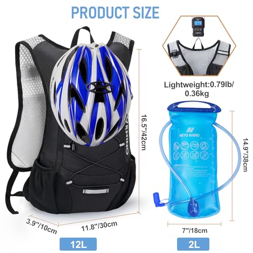 Lightweight Hydration Backpack, Running Backpack with 2L Water Bladder - color: Black